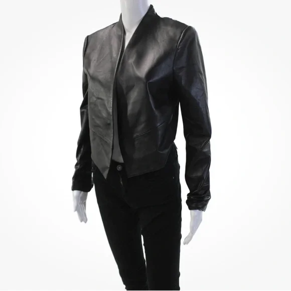 NWOT Alice + Olivia Harvey Black Lamb Leather Women's Jacket - Picture 7 of 11